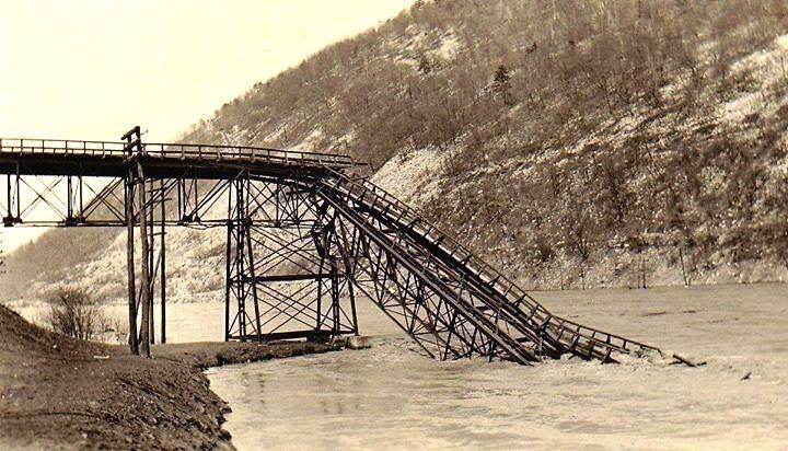Destruction of Dinky Bridge 1936 Flood